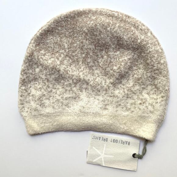 Barefoot Dreams Confetti Beanie Hat Cozychic Lite Cream Taupe NEW - Picture 4 of 4